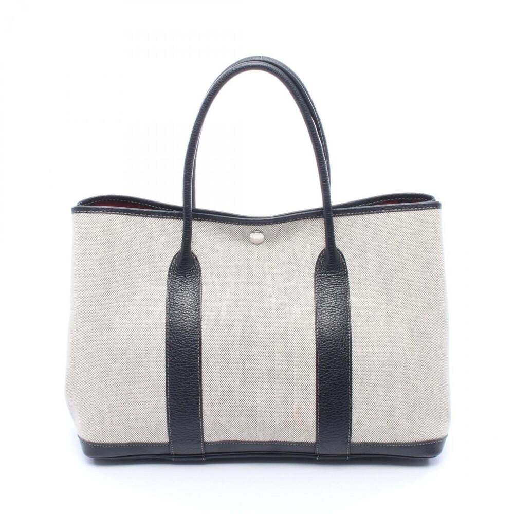 Hermes Garden Party PM Bolduc Ribbon Tote Bag Handbag Leather Toile H Women's... - Picture 1 of 10